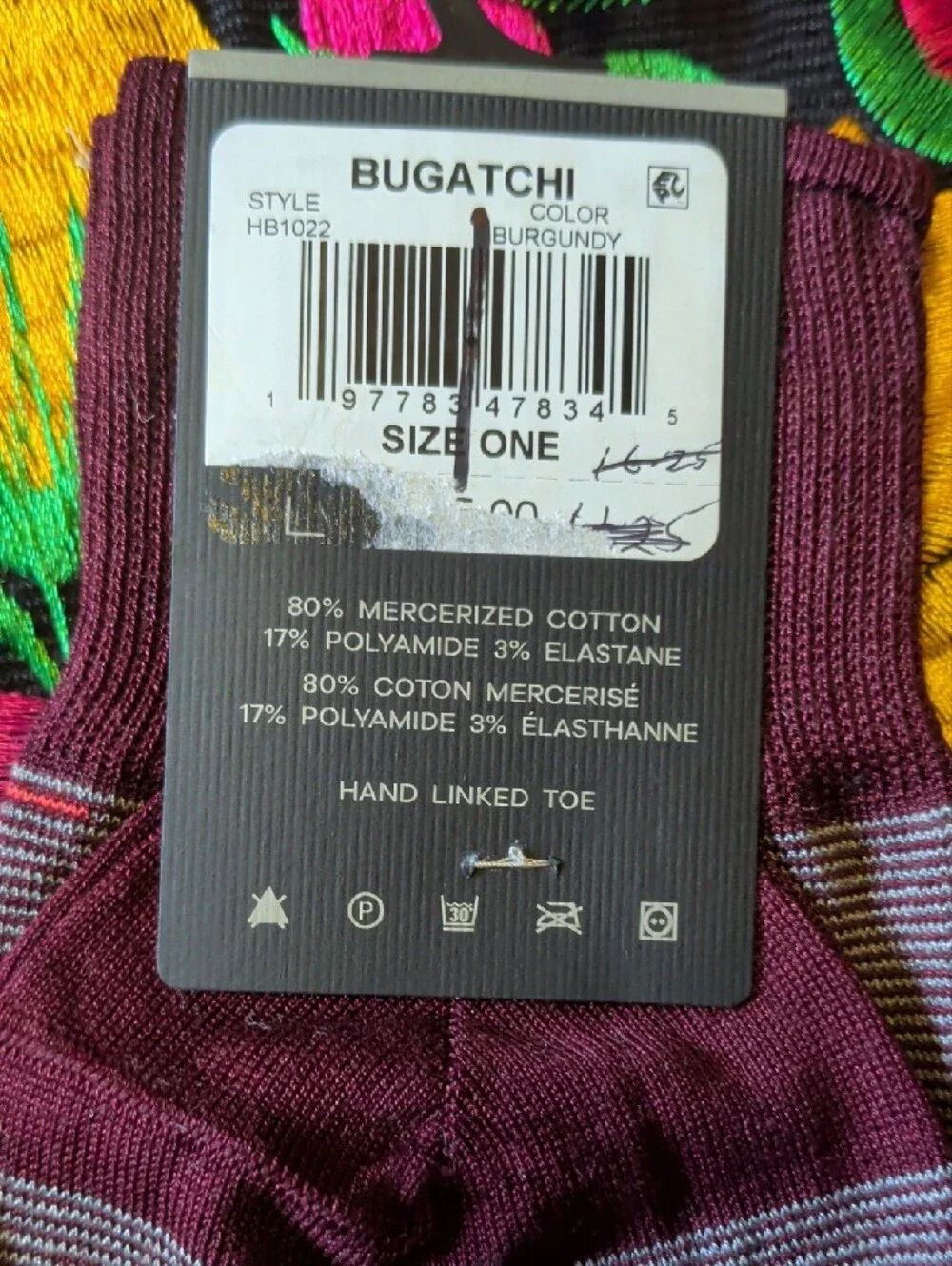 Bugatchi Men's Burgundy Patterned Dress Socks - Pair with Dots & Subtle Stripe